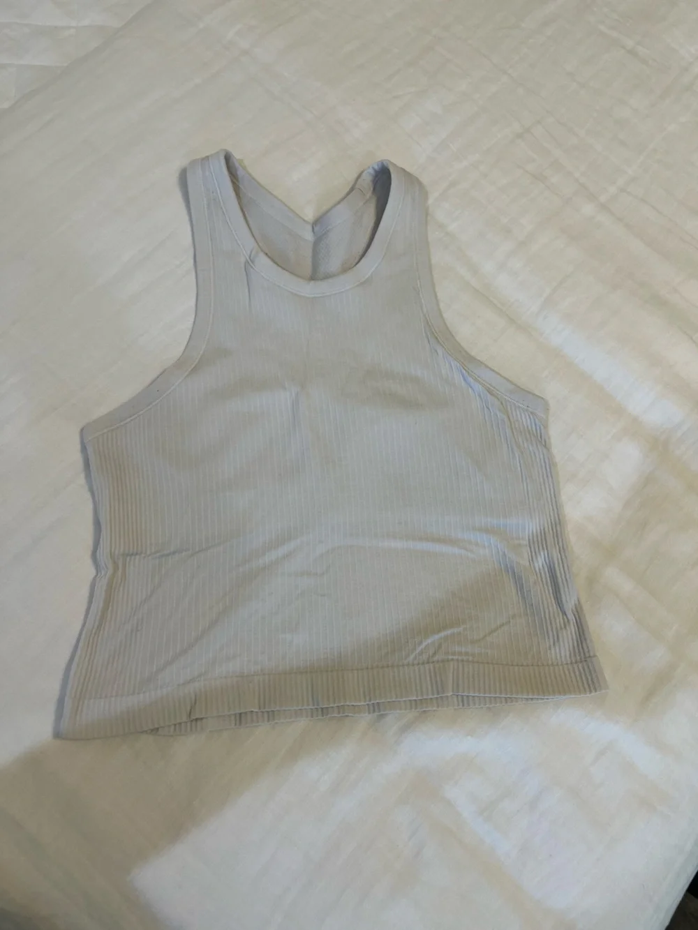 Light Gray/ white Lululemon Cropped Tank Top